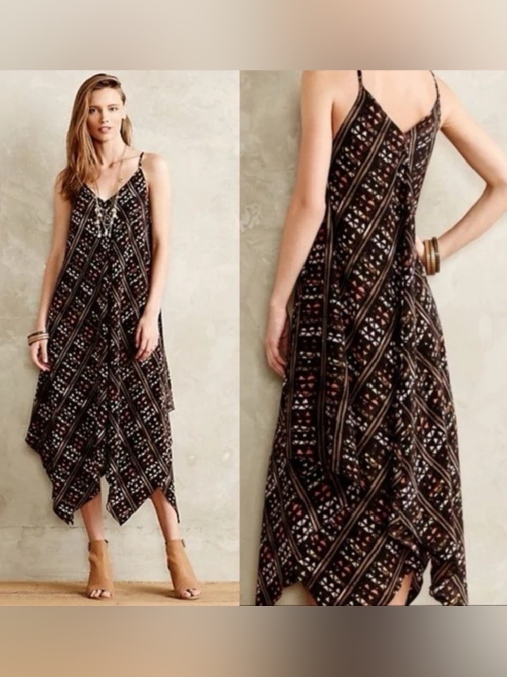 Anthropologie HD in Paris Asymmetrical Silk Dress size XS/S